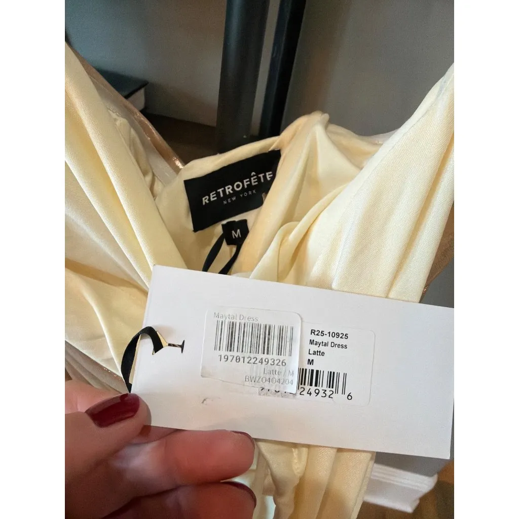 retrofete Maytal Strapless Lame Dress Latte Womens Size Medium Gold - Image 11