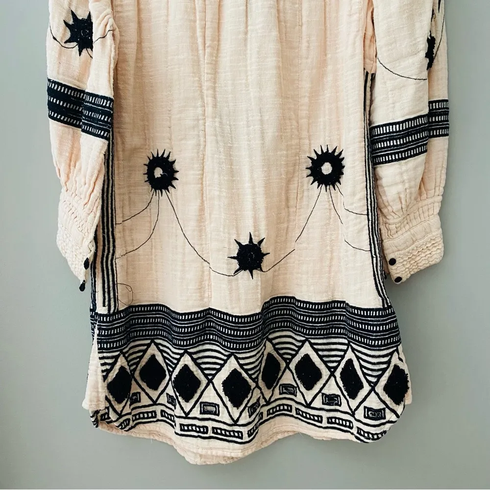 Free People Long Sleeve Embroidered Tunic/Dress Cream Sz XS - Image 11