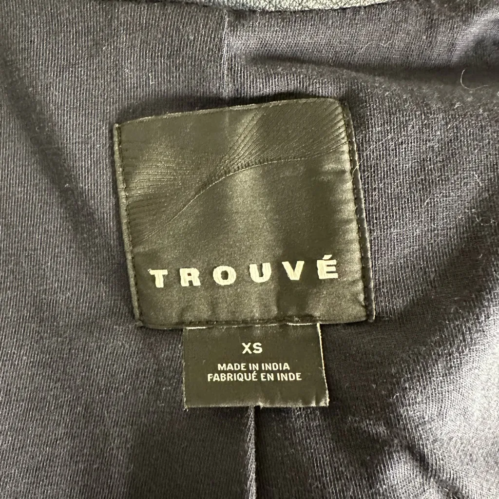 Blue Leather Motorcycle Jacket with Asymmetrical Zipper Trouvé Size XS - Image 7