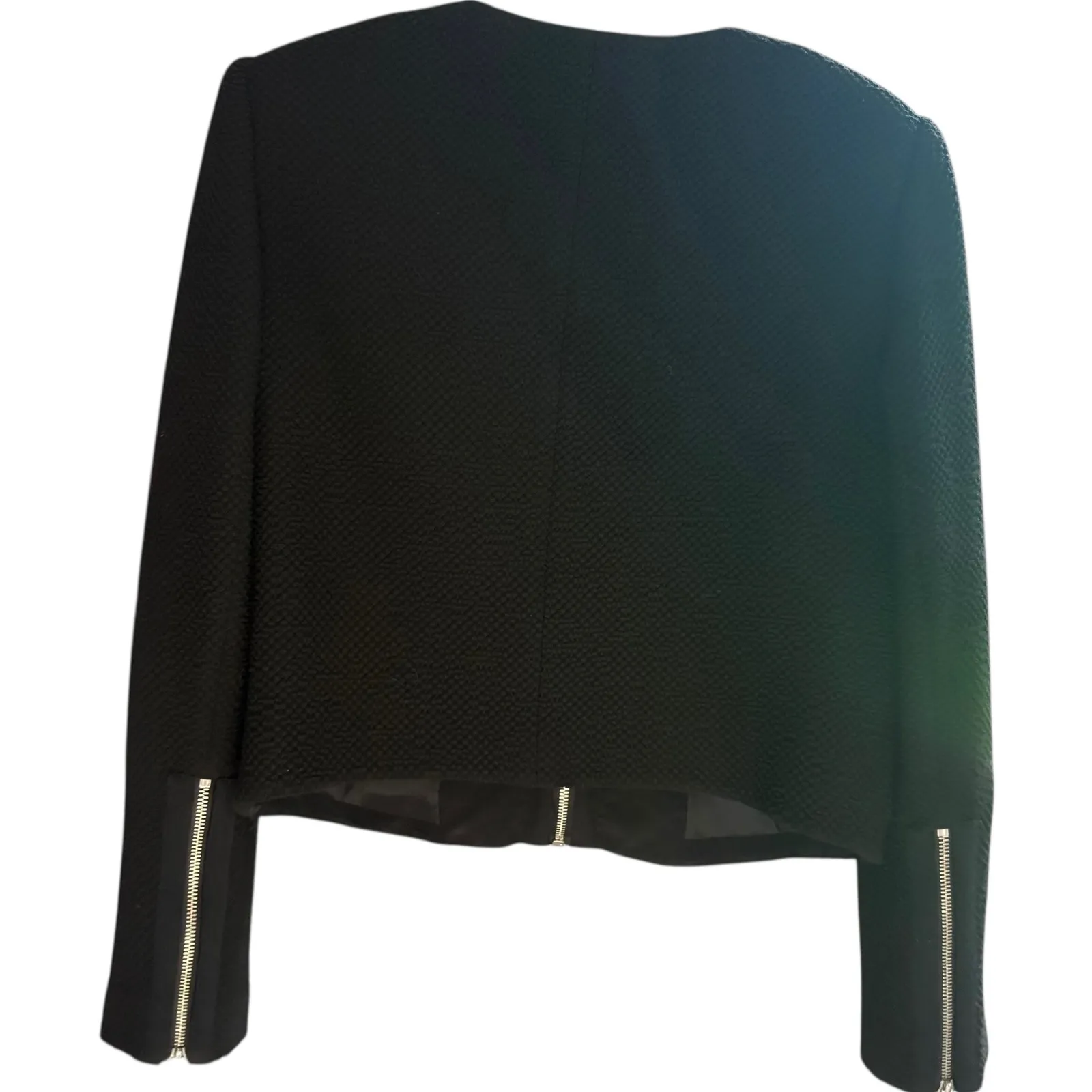 Elizabeth and James Textured Knit Zip Cropped Jacket Silver‎ Hardware Size 8 - Image 2