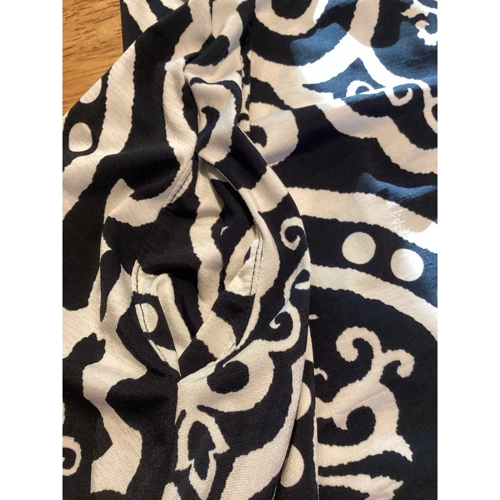 Black Midi A-Line Dress Pockets Classic Preppy Casual Work Summer Size Medium - Image 5