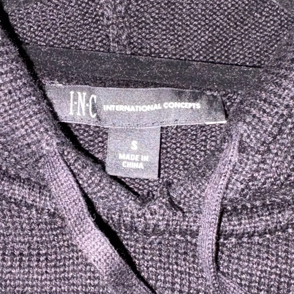 INC International Concepts Black Hoodie w/Stars and STAR Letter Design, Size S - Image 4