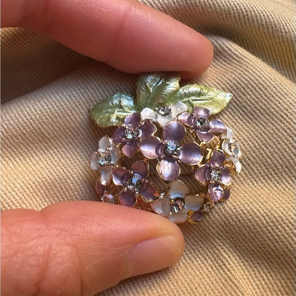 Purple and Green Floral Brooch - Image 3