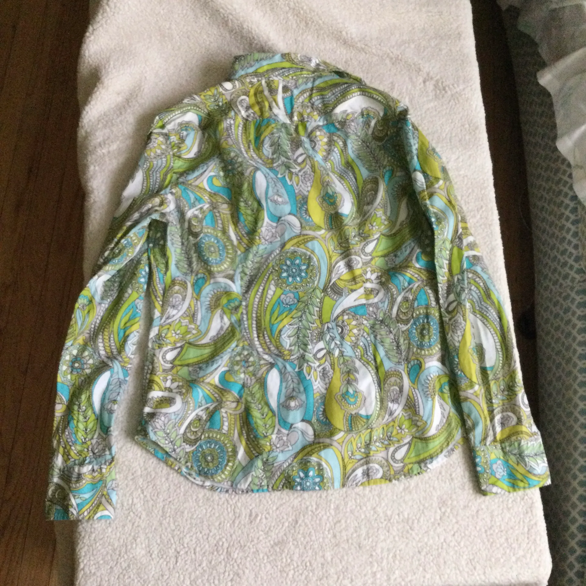 Y2K Bright Paisley Floral Pattern Button Up Blouse Top Shirt - Size Medium - Image 5