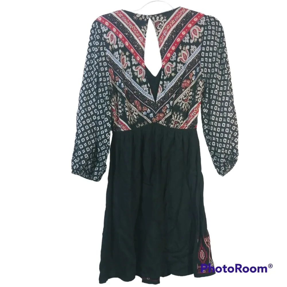 Flying Tomato Black Embroidered  Dress Boho Western Festival Size S - Image 2