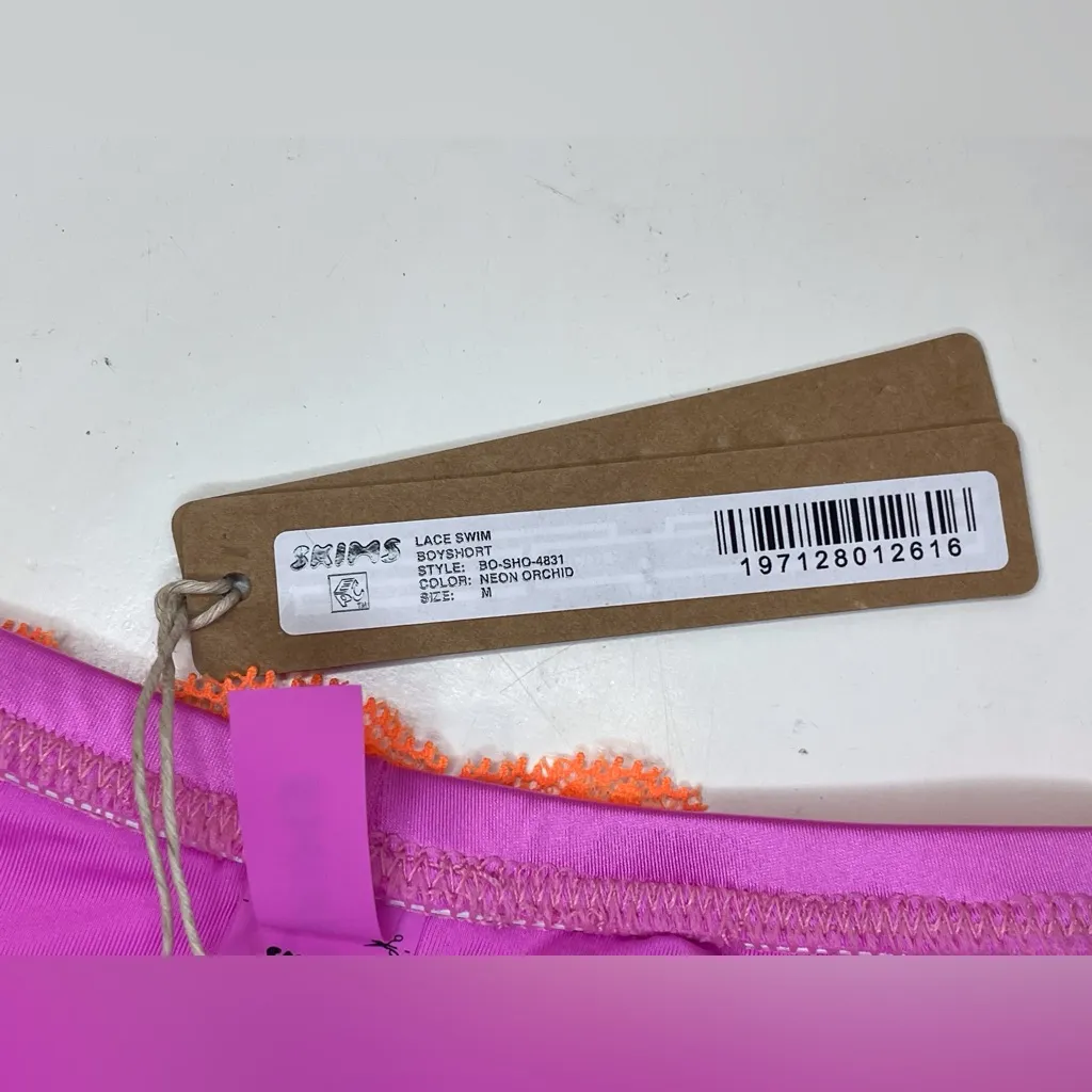 SKIMS NWT Women’s‎ Lace Swim Boyshort in Neon Orchid Size M - Image 8