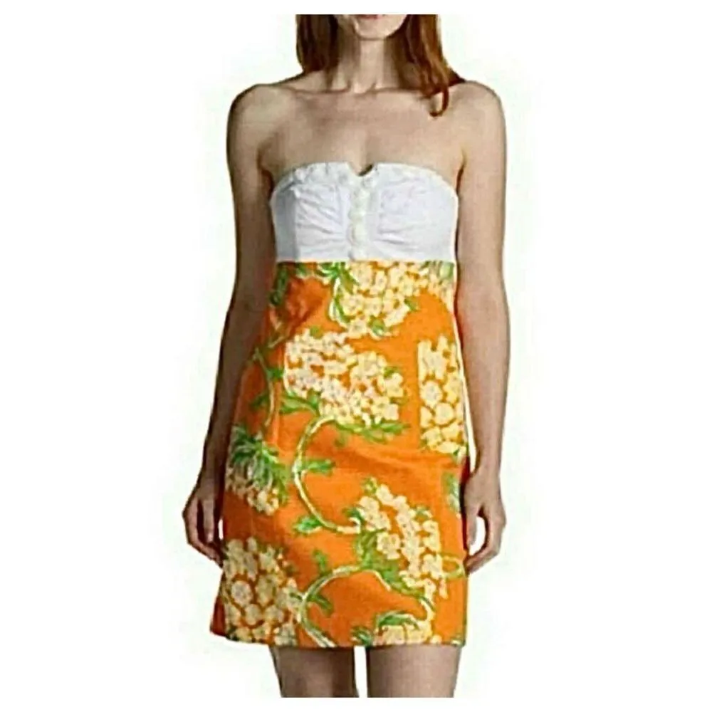 Lilly Pulitzer 78400 The Bowen Dress Strapless‎ Lace Down by the Docks sz 6 - Image 2