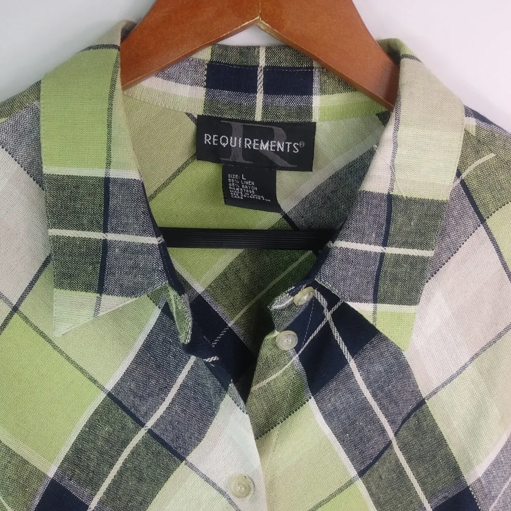 Requirements L Lime Diagonal Plaid Top - Image 2