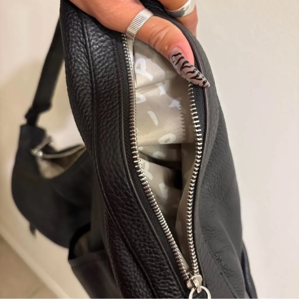 Aimee Kestenberg Corfu Pleated Hobo Bag in black leather - Image 9