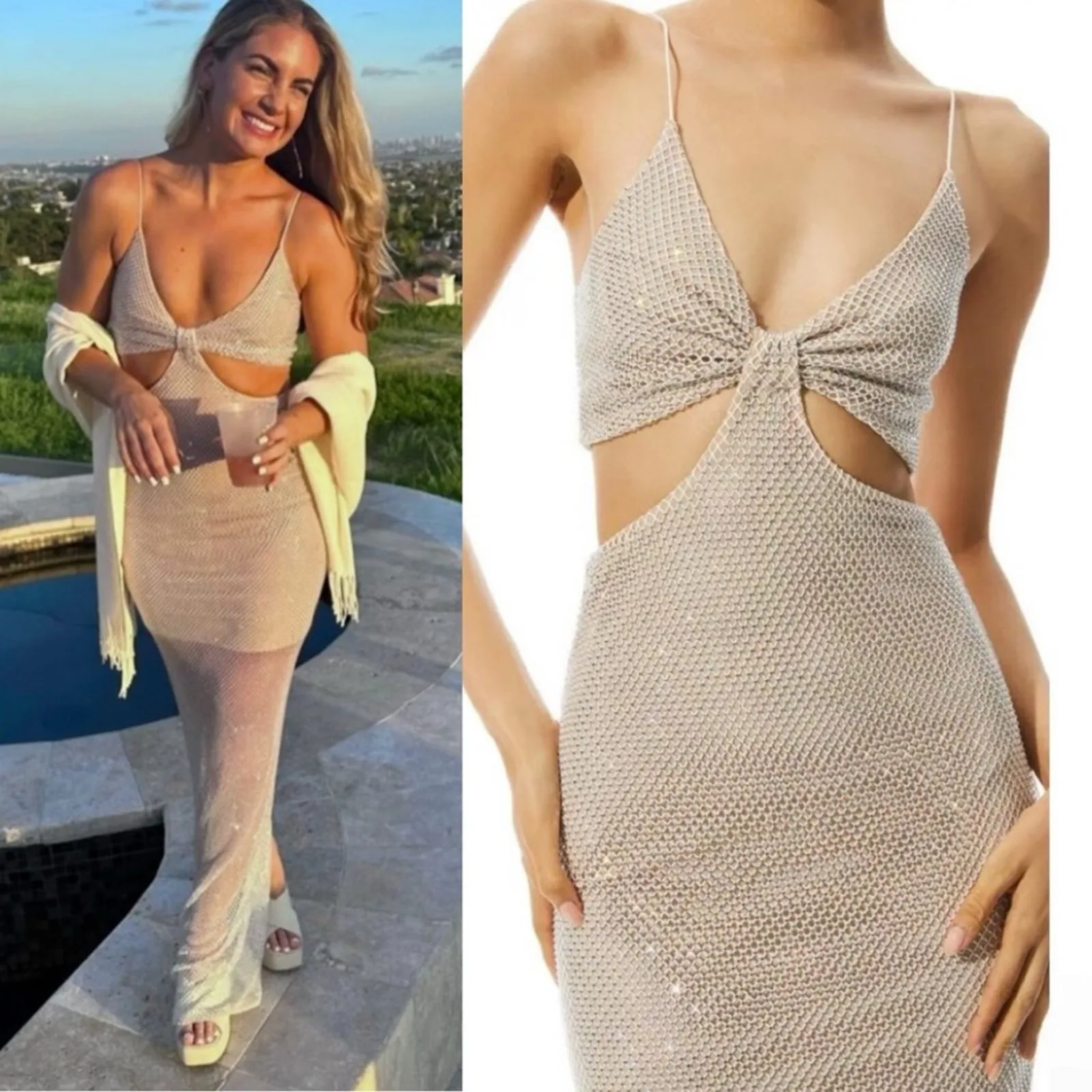 Alice and Olivia Havana Chain Embellished Cutout Long Dress Size 6 NWT - Image 5