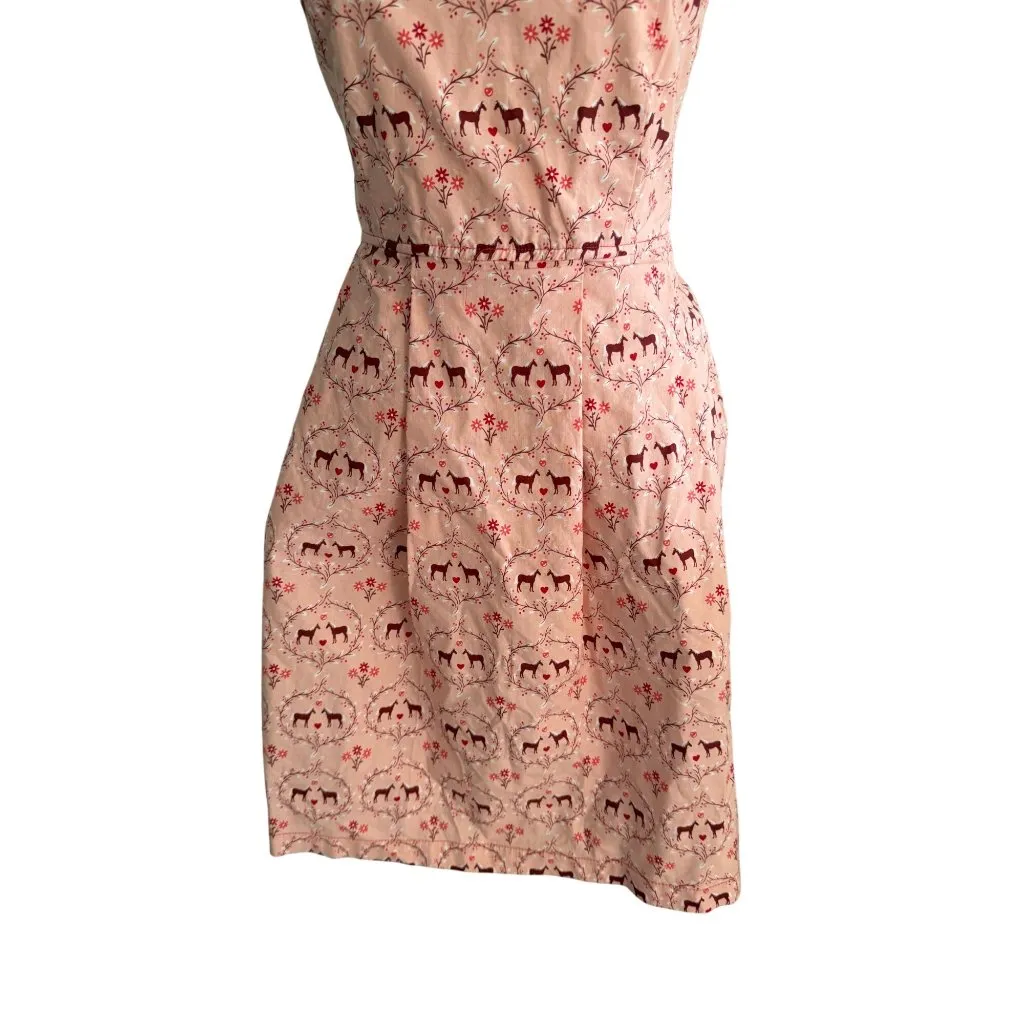 BEEBOP & WALLY New York Horse Heart Print Strapless Dress Size Small Pink - Image 4