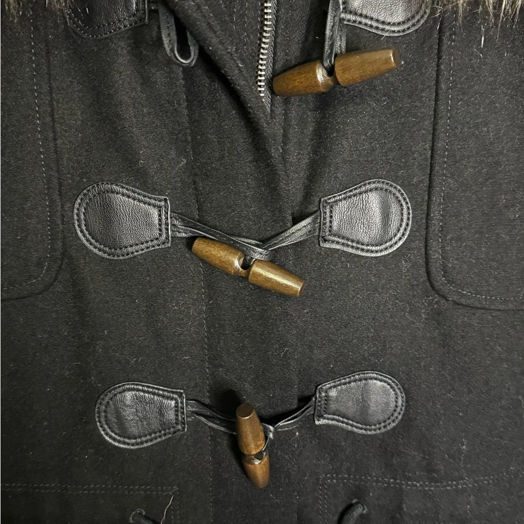 Abercrombie & Fitch Women's Coat Vintage Y2K Black Wool Blend Removable Hood S - Image 4