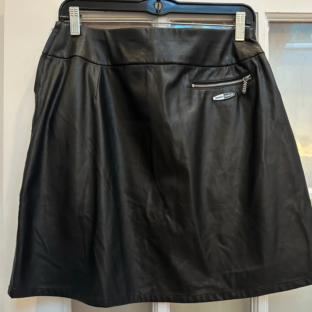 Jamie Sadock Black Faux Leather Edgy Golf Skirt Punk Retro Funky Size 8 Medium - Image 6