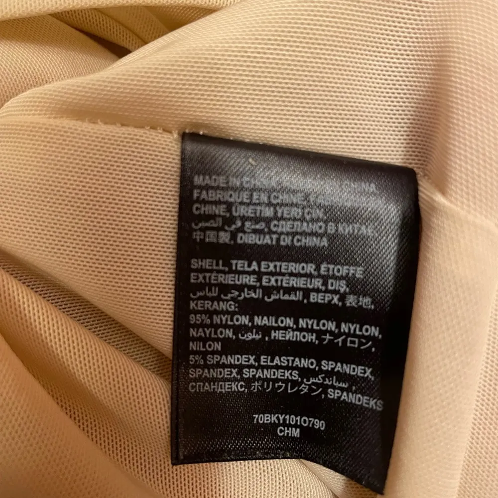 BEBE Gold Studded Beige/Nude/ Creme Rushed Strap/less Evening Party Dress- S - Image 6