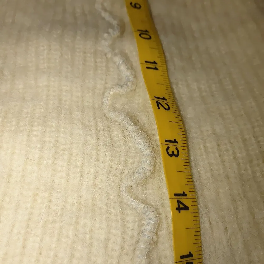 Handmade Vintage Cream Wool Beanie Hat Woven Fringe Scarf Giulia Biondi Italy - Image 9