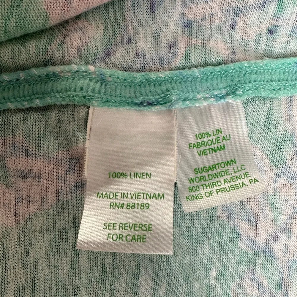 Lilly Pulitzer Mikela Linen Top Short Sleeve Minty Fresh Fansea Size XS - Image 6