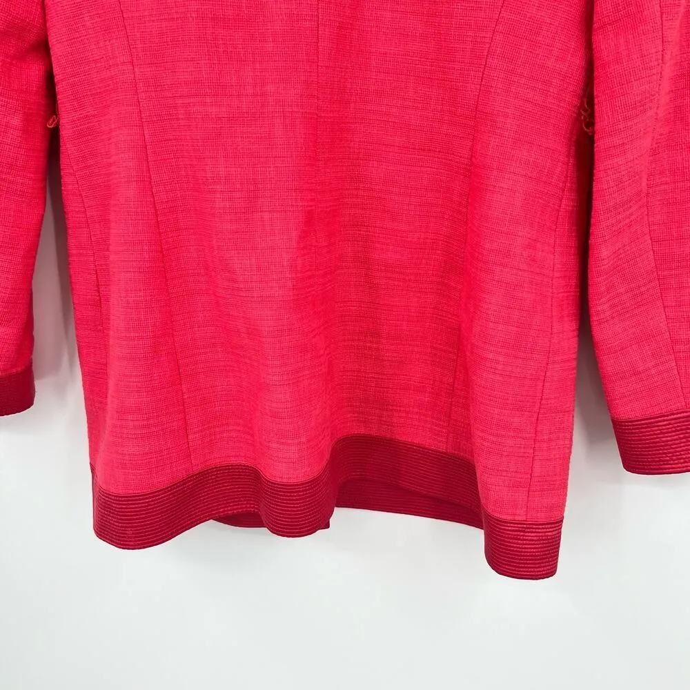 Linda Allard Ellen Tracy Blazer Women Open Front silk lined Jacket Pink Red sz 6 - Image 3