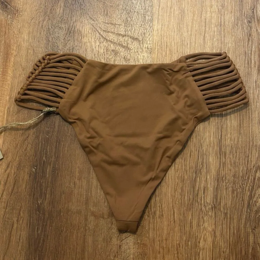 NWT Stone Fox Swim Simone Bikini Bottom In Rawhide Brown Size Small - Image 6