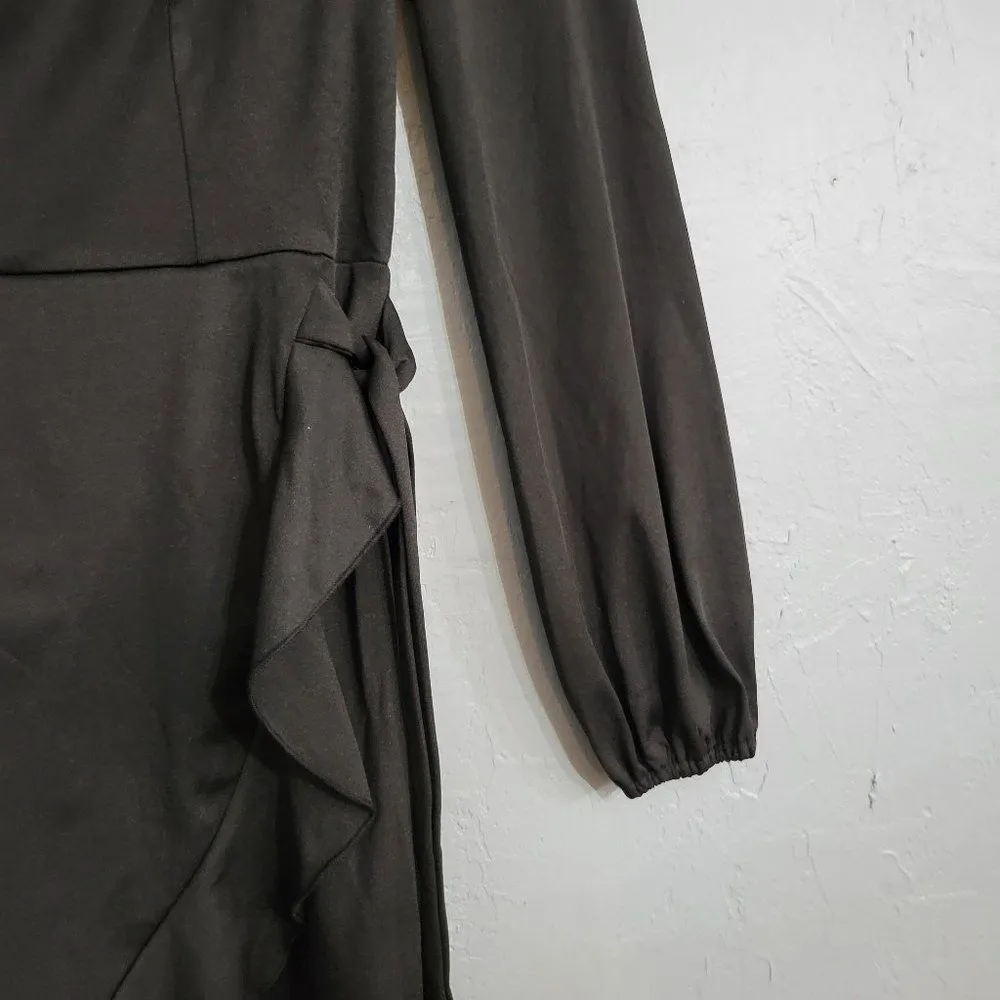 NWT Grace Karin Long Sleeve Cocktail Dress Faux Wrap Dress Ruffle Hem Size Small - Image 8