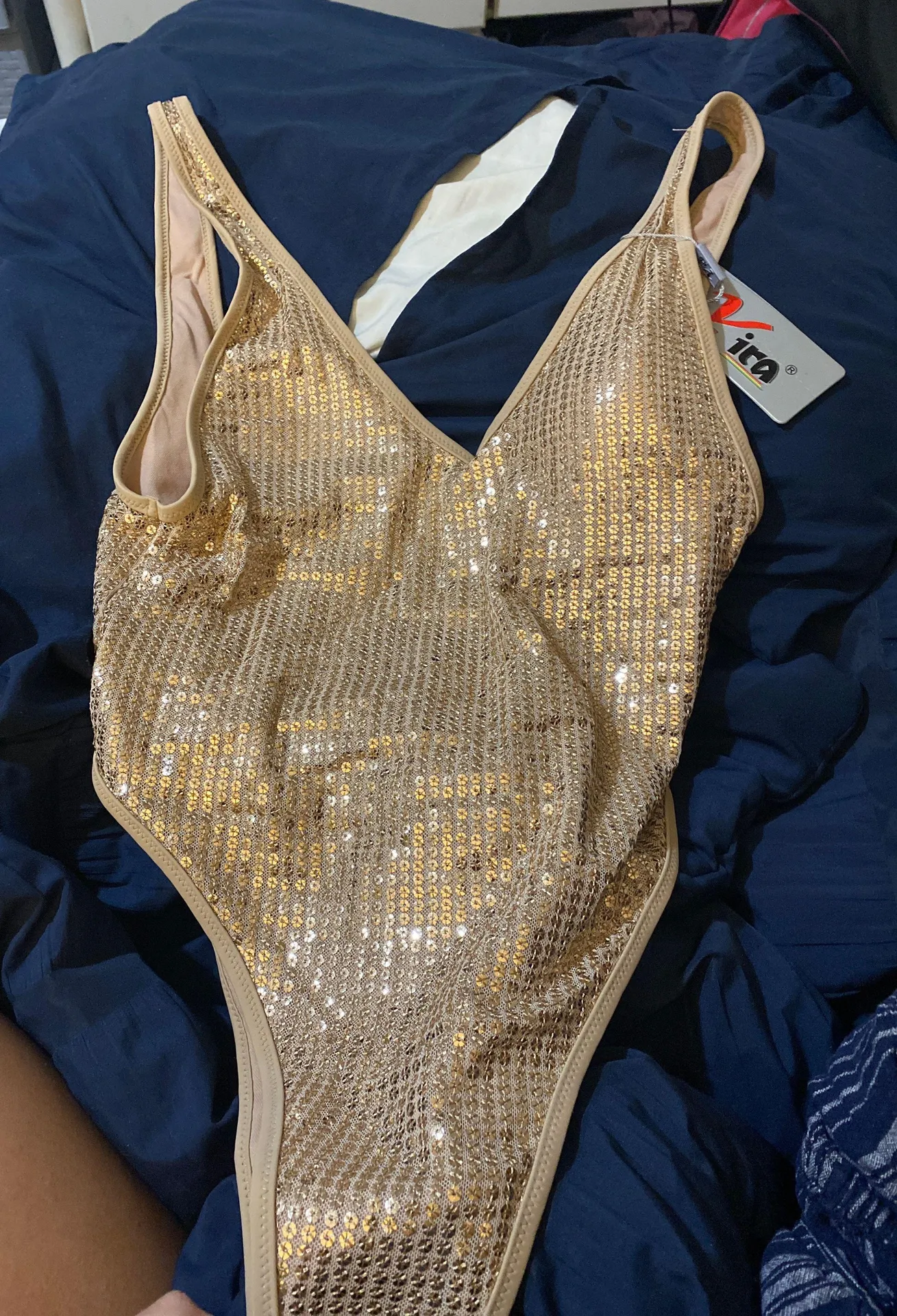 Brand New One Piece Swimsuit Tan Size L - Image 2