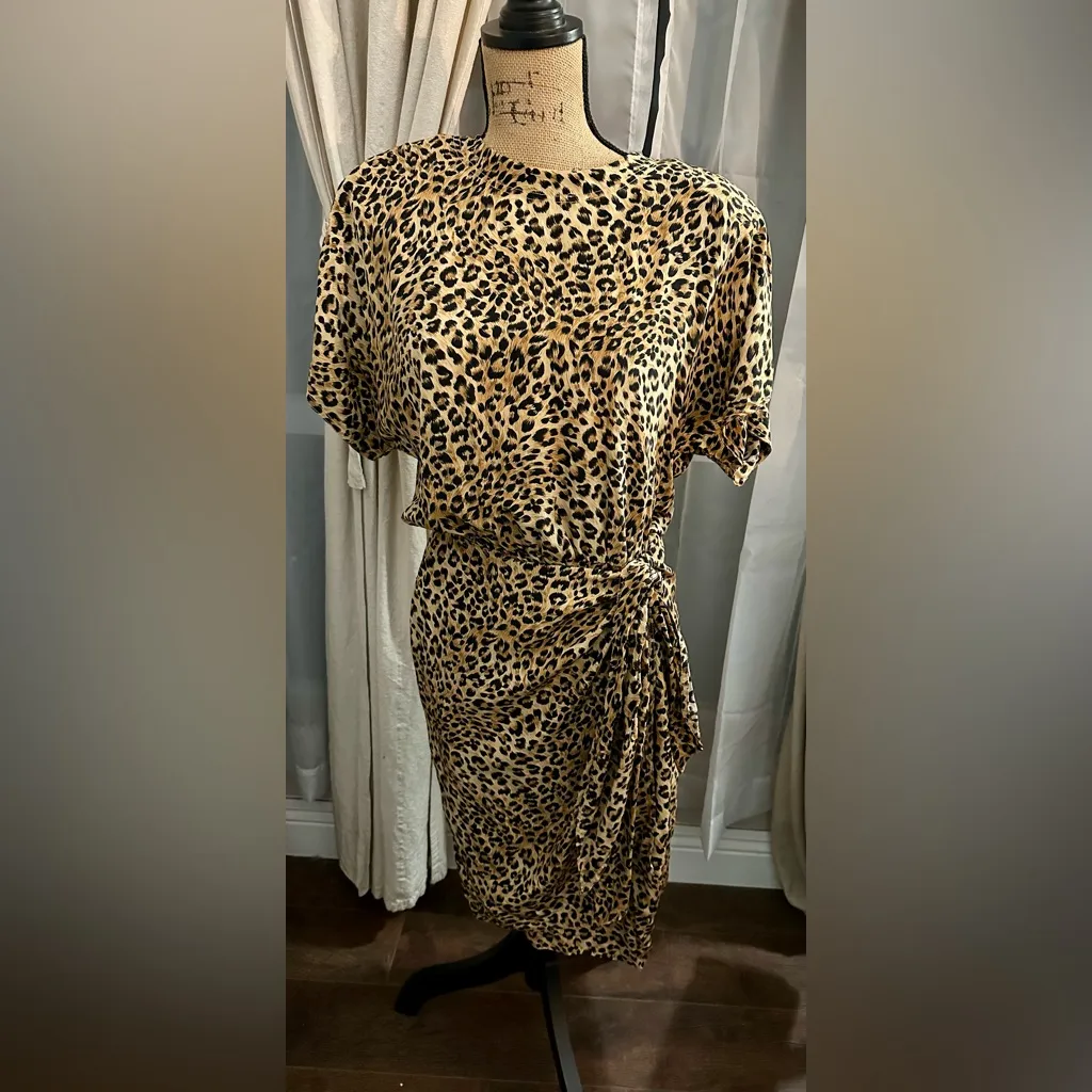 Maggy London 1990’s Cheetah Print Silk Wrap Dress - Image 2