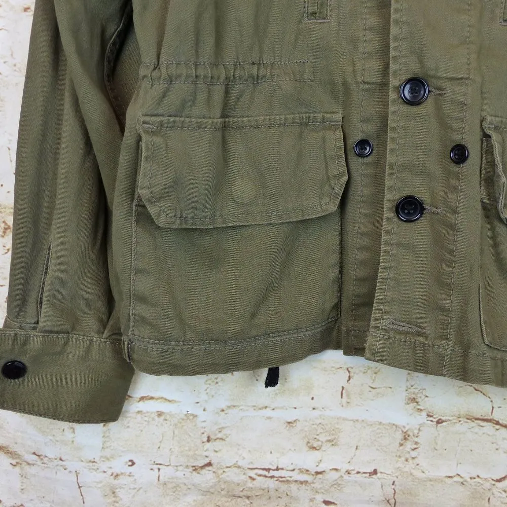 BCBGeneration Military Utility Jacket Women S Olive Green Twill Button Front - Image 4