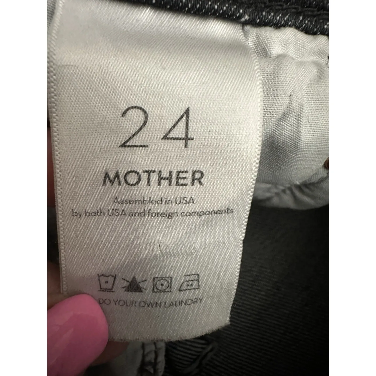 MOTHER Jeans Size 24 Superior High Waisted Hiker Hover Washed Black #T3 - Image 7