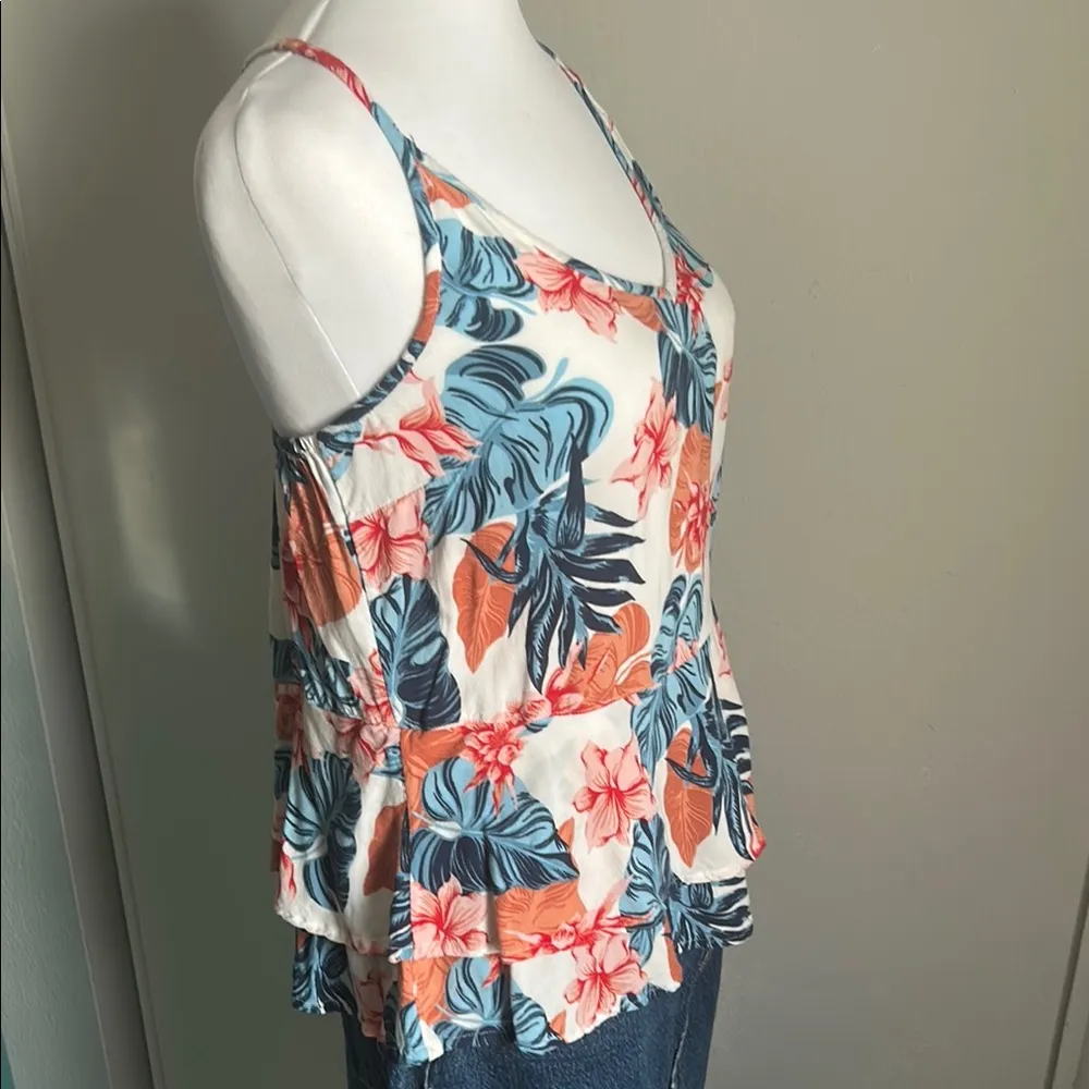Roxy Tropical Floral Print Beachy Women's Ruffle Hem Tank Top - Image 3