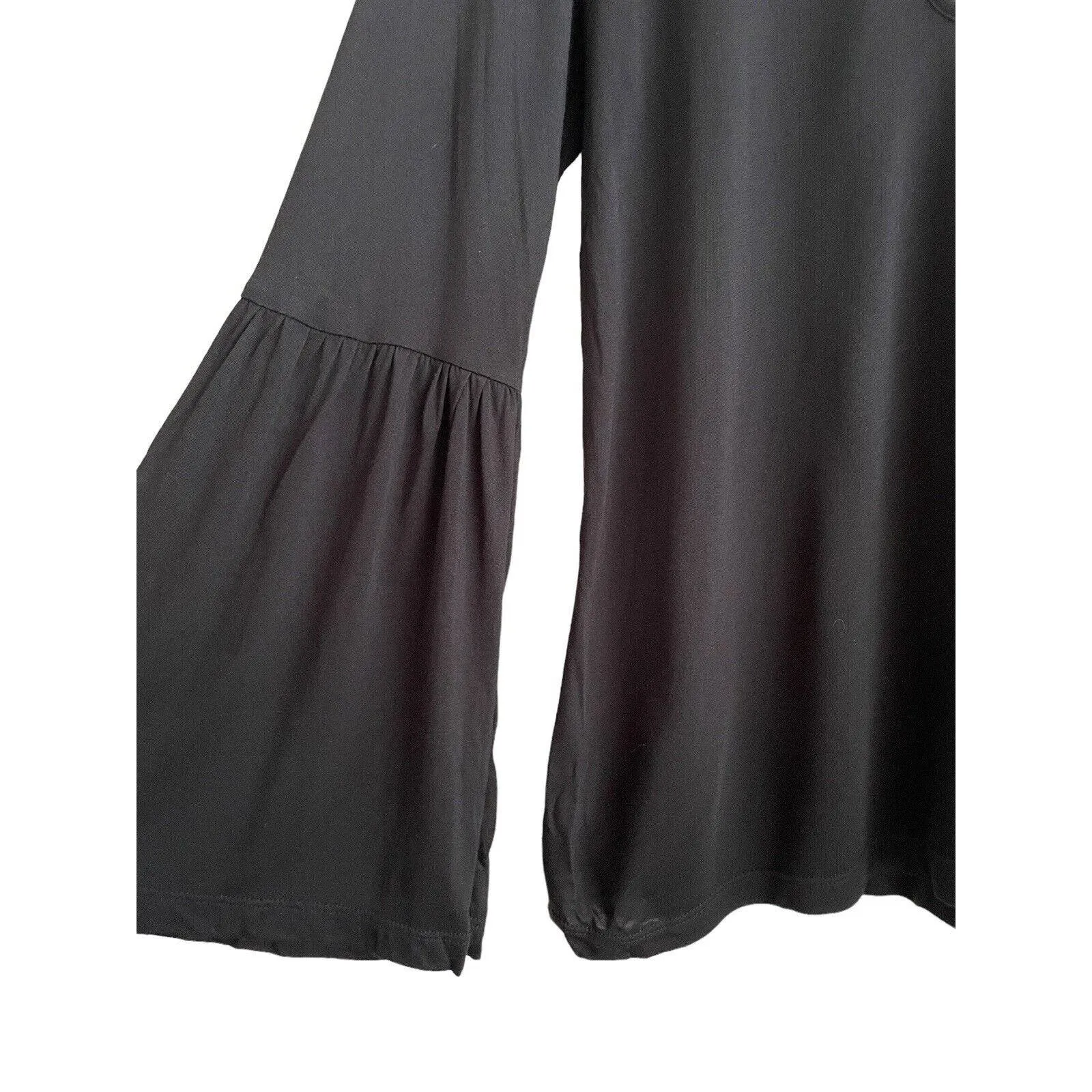 NWT Haute Hippie Key Hole Bell Sleeve Top Blouse Size XS‎ Black Mock Neck Boho - Image 5