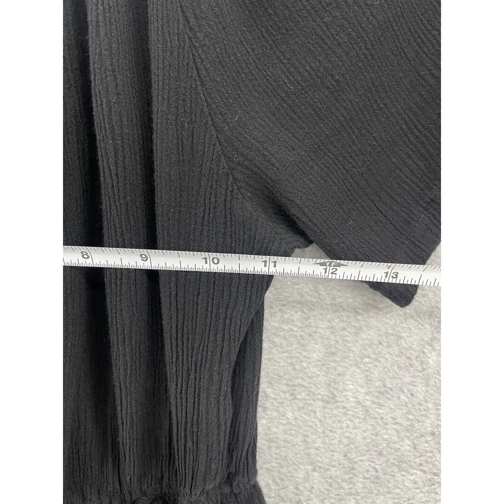 Oak + Fort Women's Romper Solid Black Shorts Size OS Crinkle Elastic Off Shoulde - Image 7