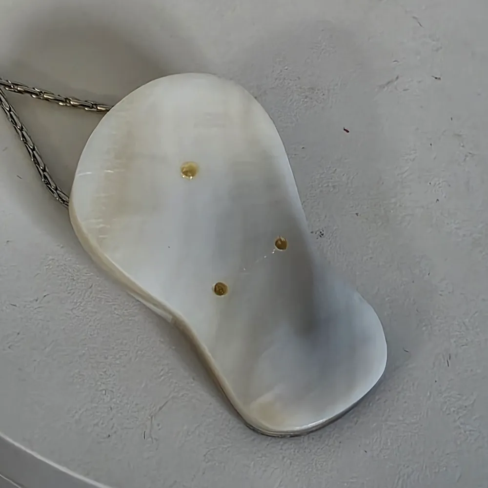 Beach Fashion Silver Mother of Pearl Abalone Flip Flop Pendant Necklace - Image 5
