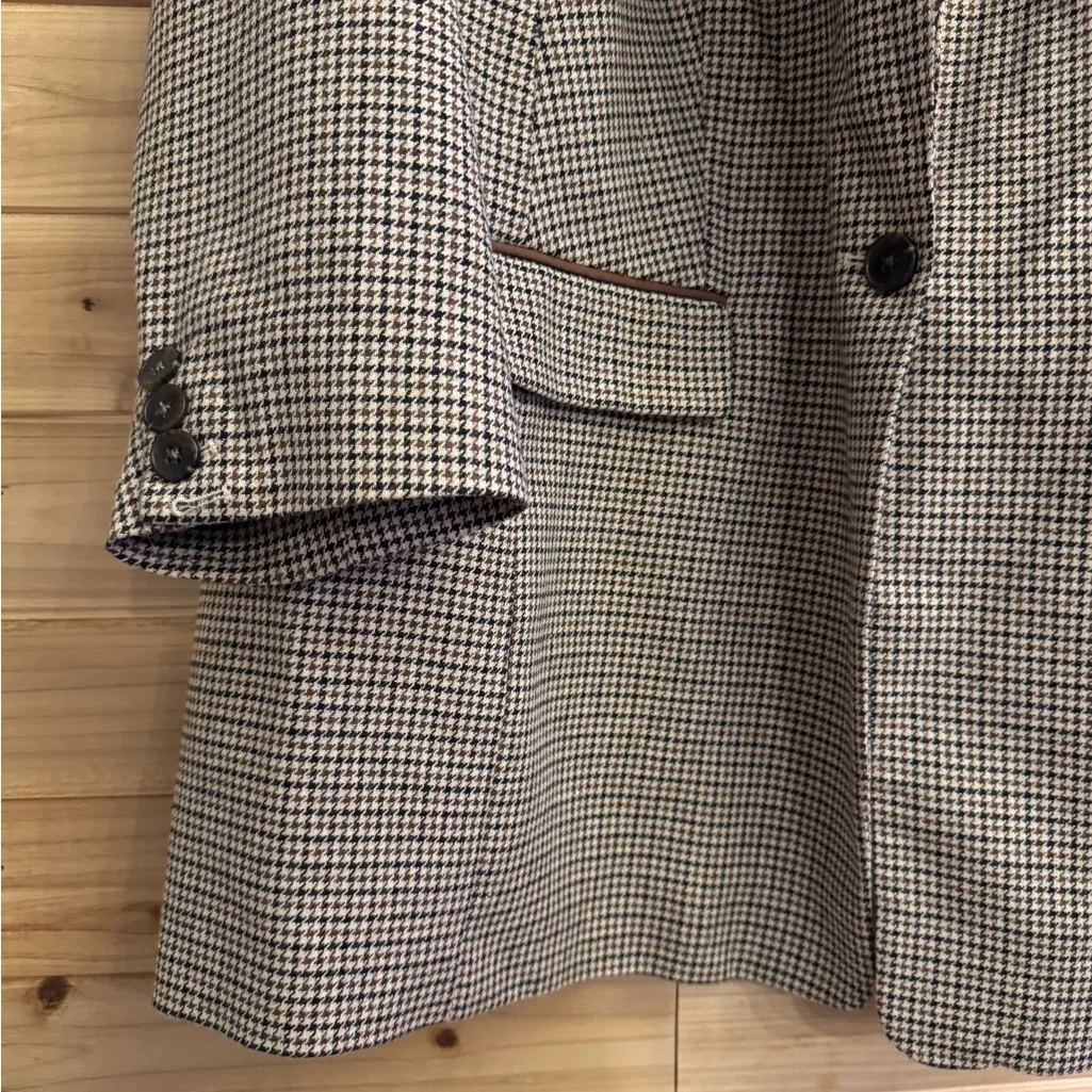 Talbots 2024 Sz 20W Petite Wool Blend One Button Houndstooth Relaxed Fit Blazer - Image 5