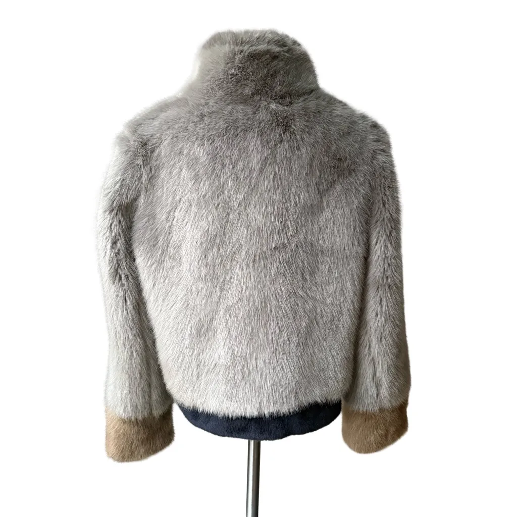 NWT, Anthropologie Molliolli Color Block Faux Fur Coat, Sz S - Image 5