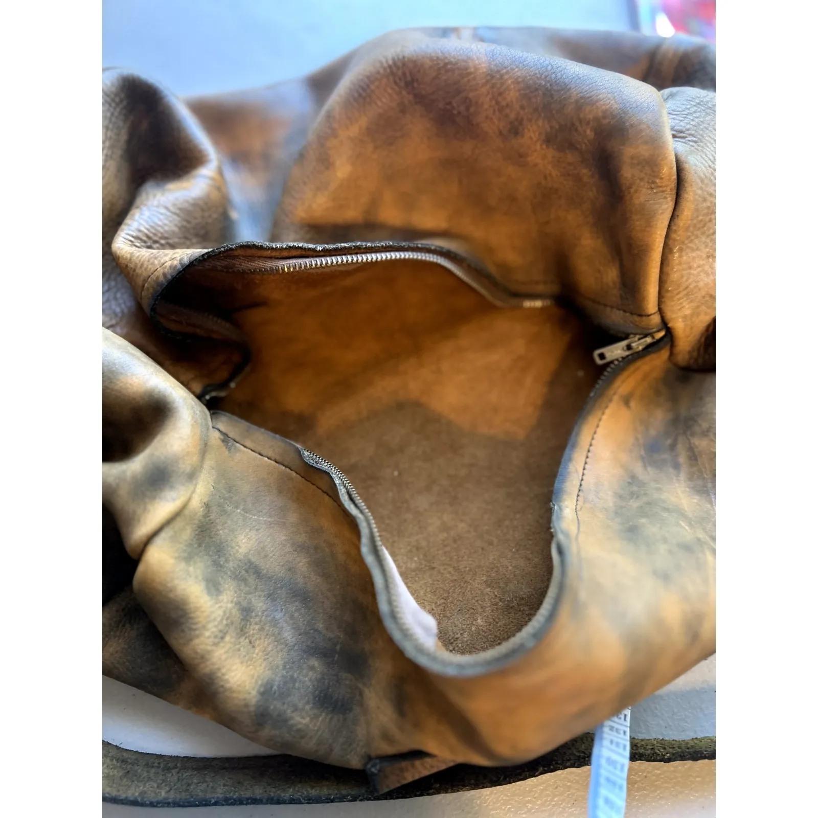 Vintage Distressed Full Grain Leather Sling Bag Brown - Image 5