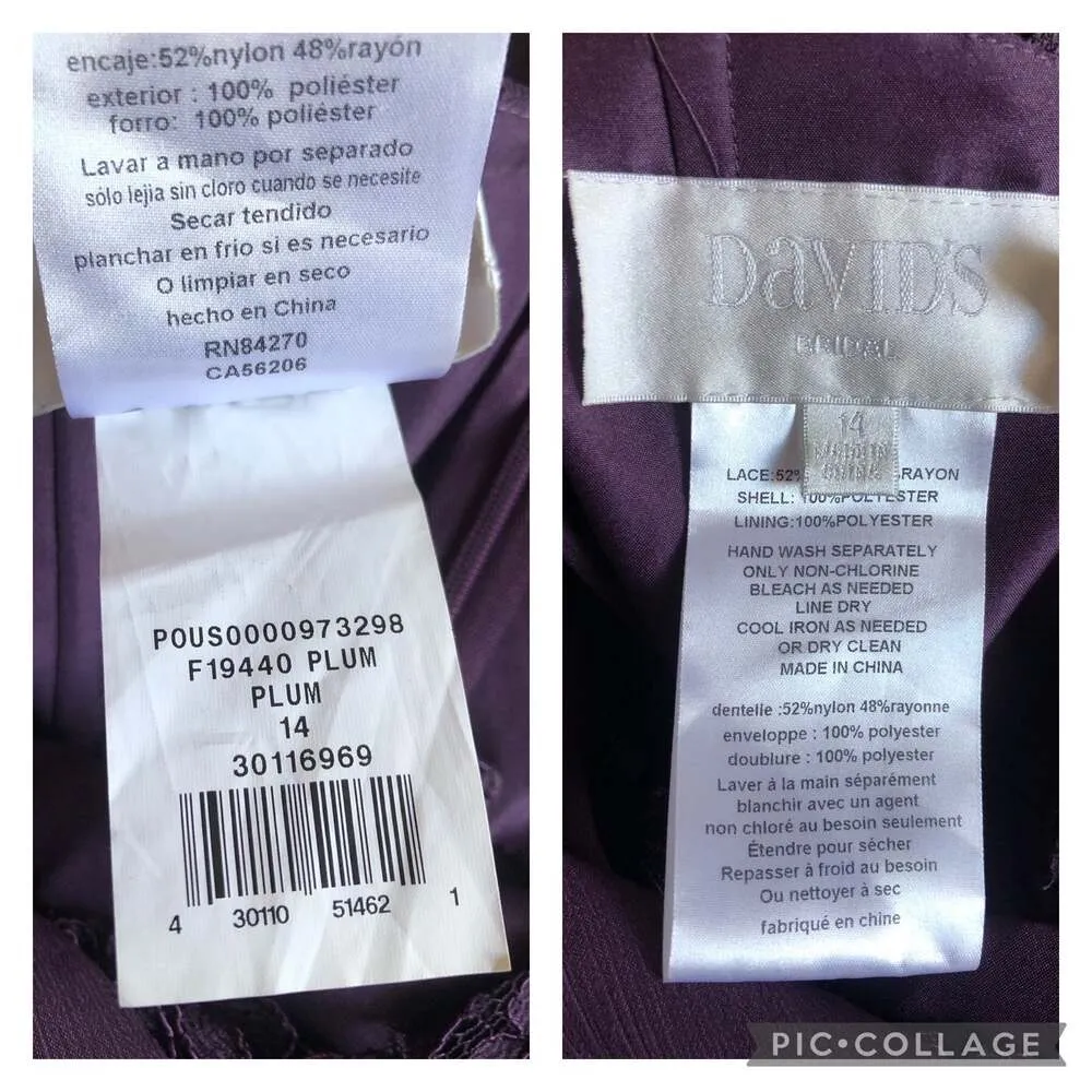 David’s bridal Skinny Strap Chiffon Dress Lace Back l F19440 size 14 - Image 12