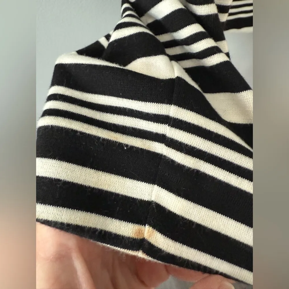 Loft  Blazer Button Down Top Striped Black White Size M Soft Comfy Fancy - Image 5