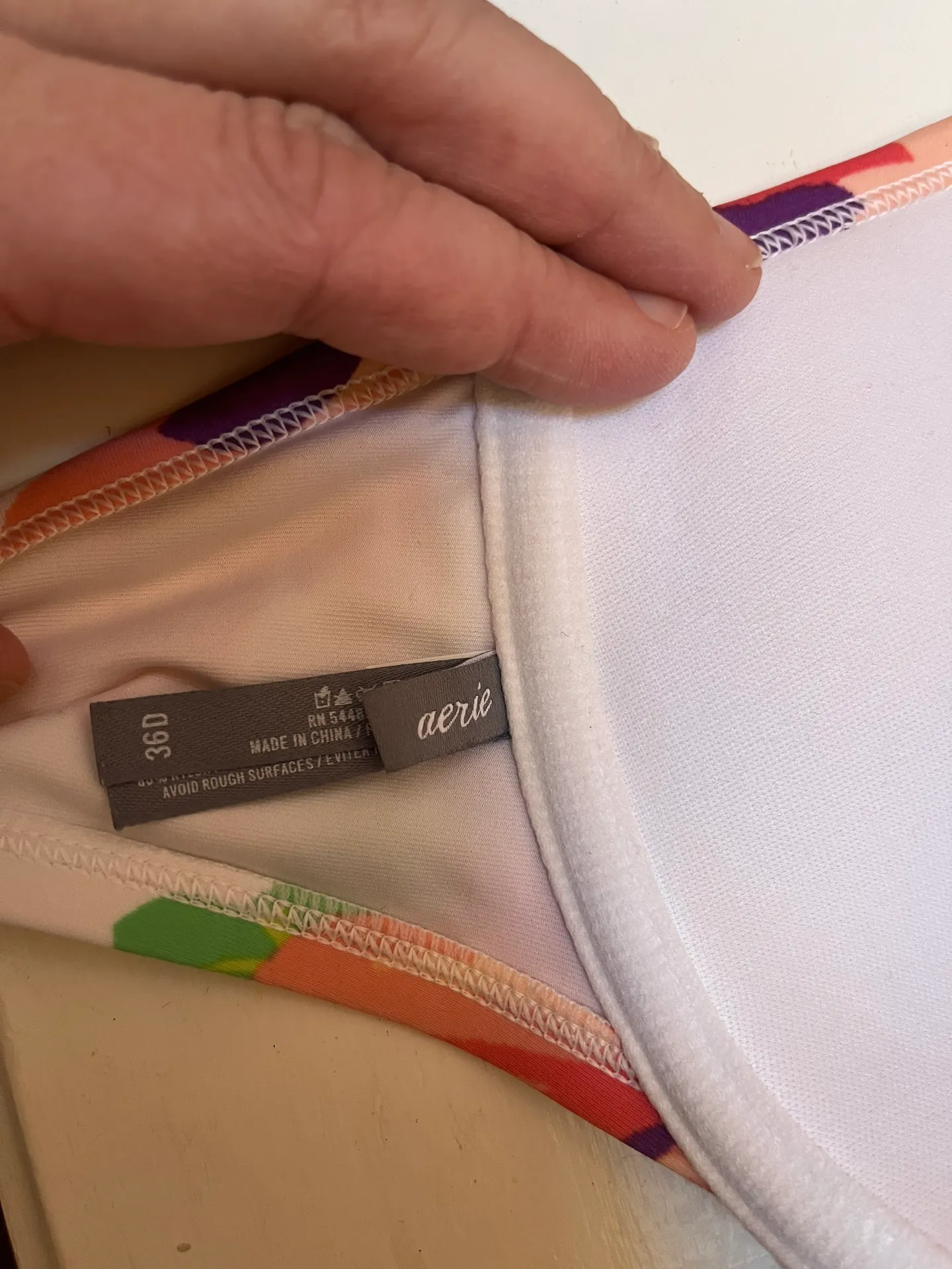 White & Pink Floral Bikini Top - Image 3