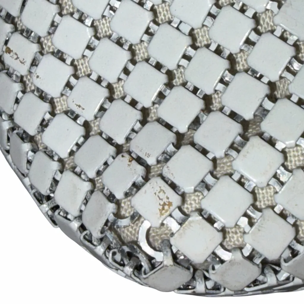 Vintage Whiting & Davis White Metal Mesh Shoulder Bag Purse - Image 6