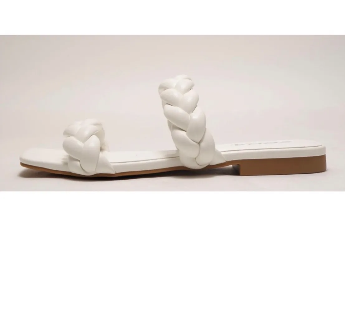 White Vegan Leather Braided Sandal Size 6 - Image 3