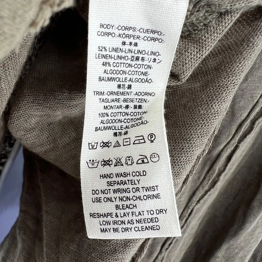 Free People Aster High-Low Henley Tunic Top Size XS Olive Green Linen Blend - Image 8