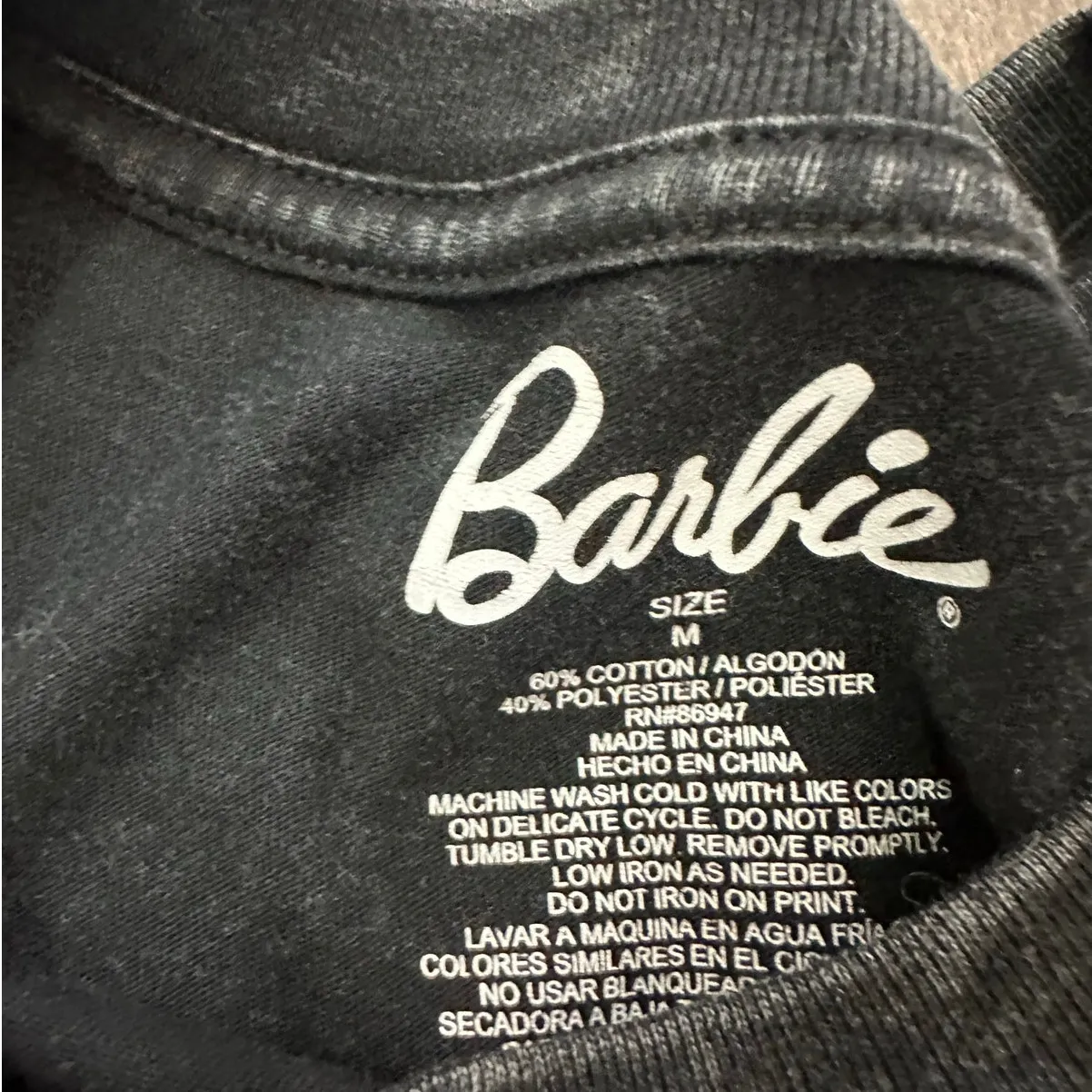 Barbie Black Halloween Graphic Tee “Time to Get Spooky” Size Medium - Image 3