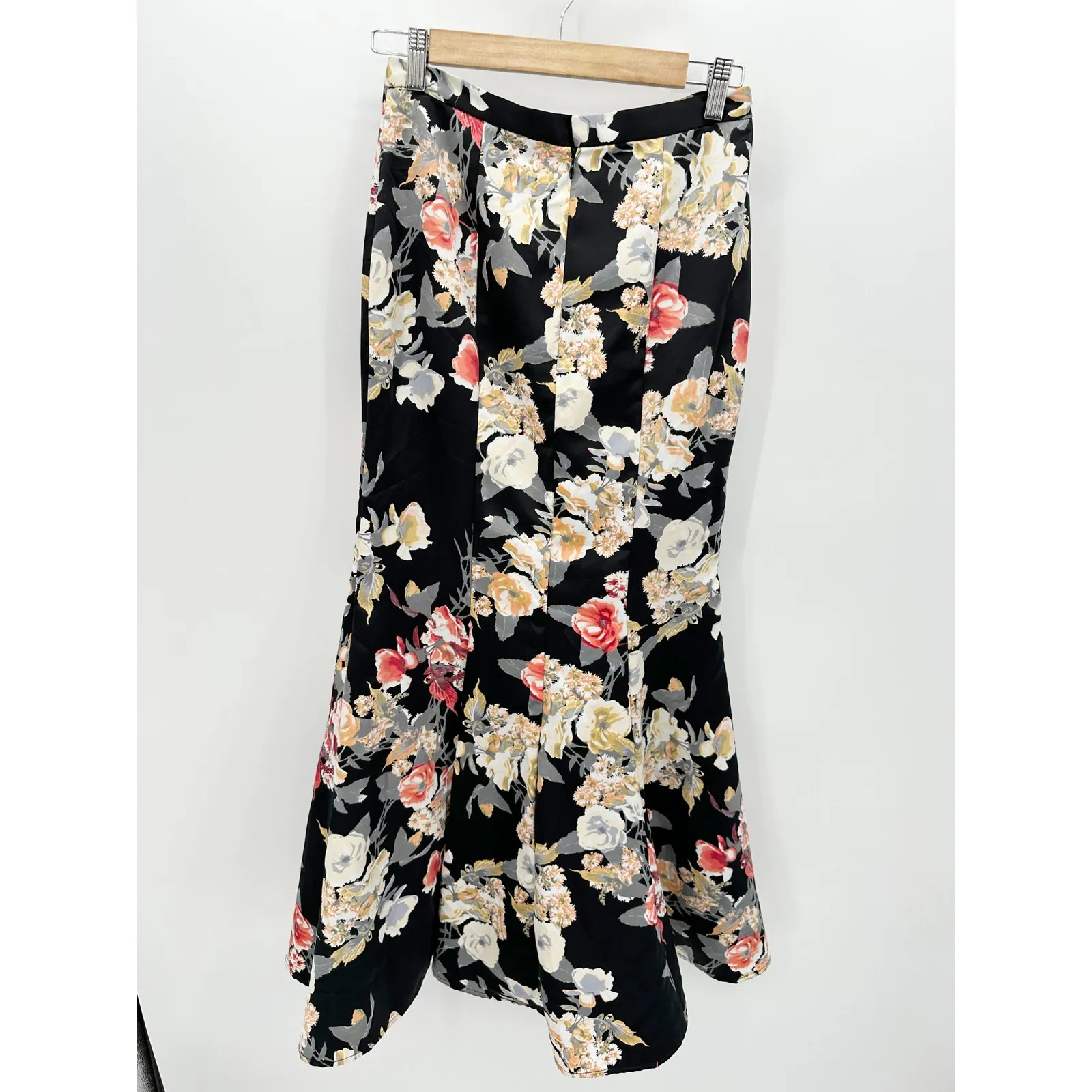 Blondie Nites Womens Black Floral Print Maxi Skirt Size 5 Mermaid Party Wedding - Image 2