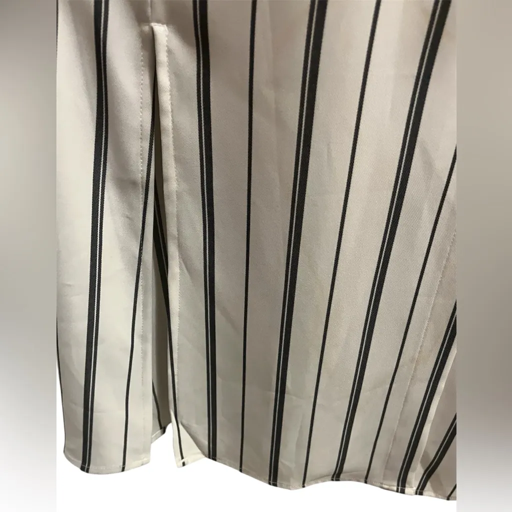 Hayden Black and White Striped Top Tunic Dress with black tie large NWOT - Image 3
