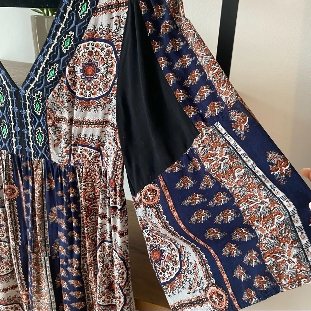 HAZEL Boho Printed Dress Black - Image 2