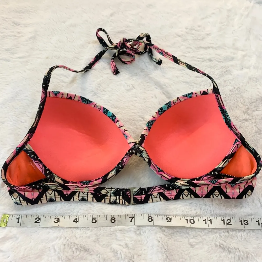 Multicolor Boho Tribal Halter Bikini Top Size Small Black - Image 4