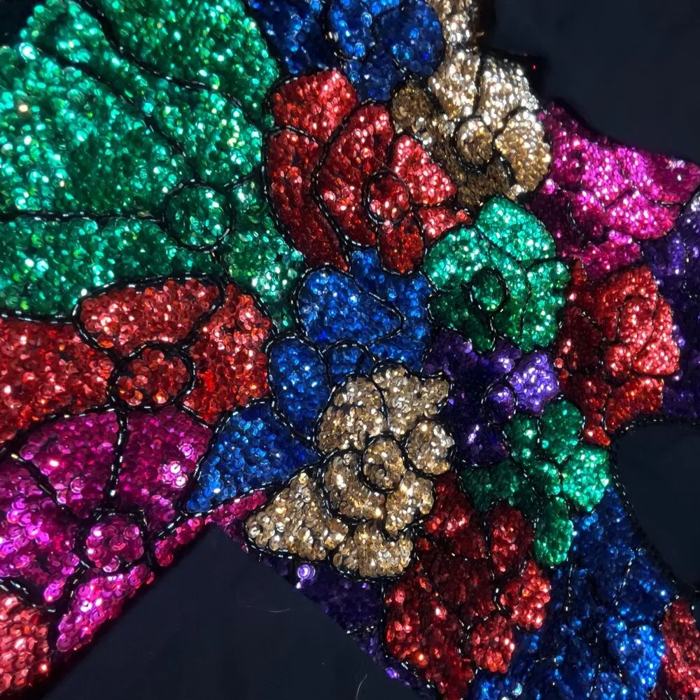 VTG Regency Collection Floral Sequin V - Image 4