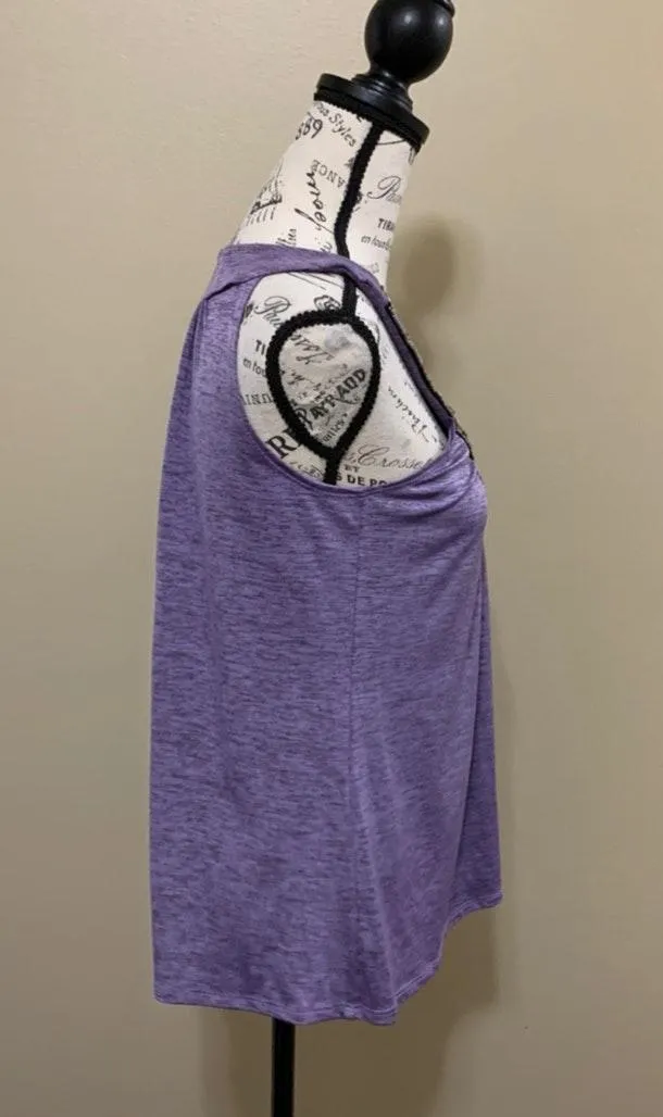 BCX Purple Sleeveless Studded Collar Top - Image 4