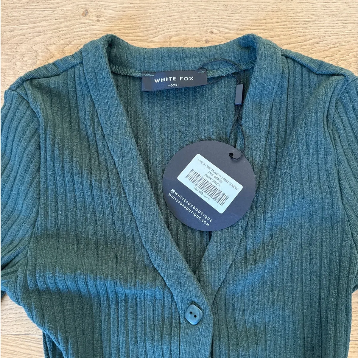 White Fox Mini Dress Long Sleeves  Live In The Moment Size XS Green - Image 2