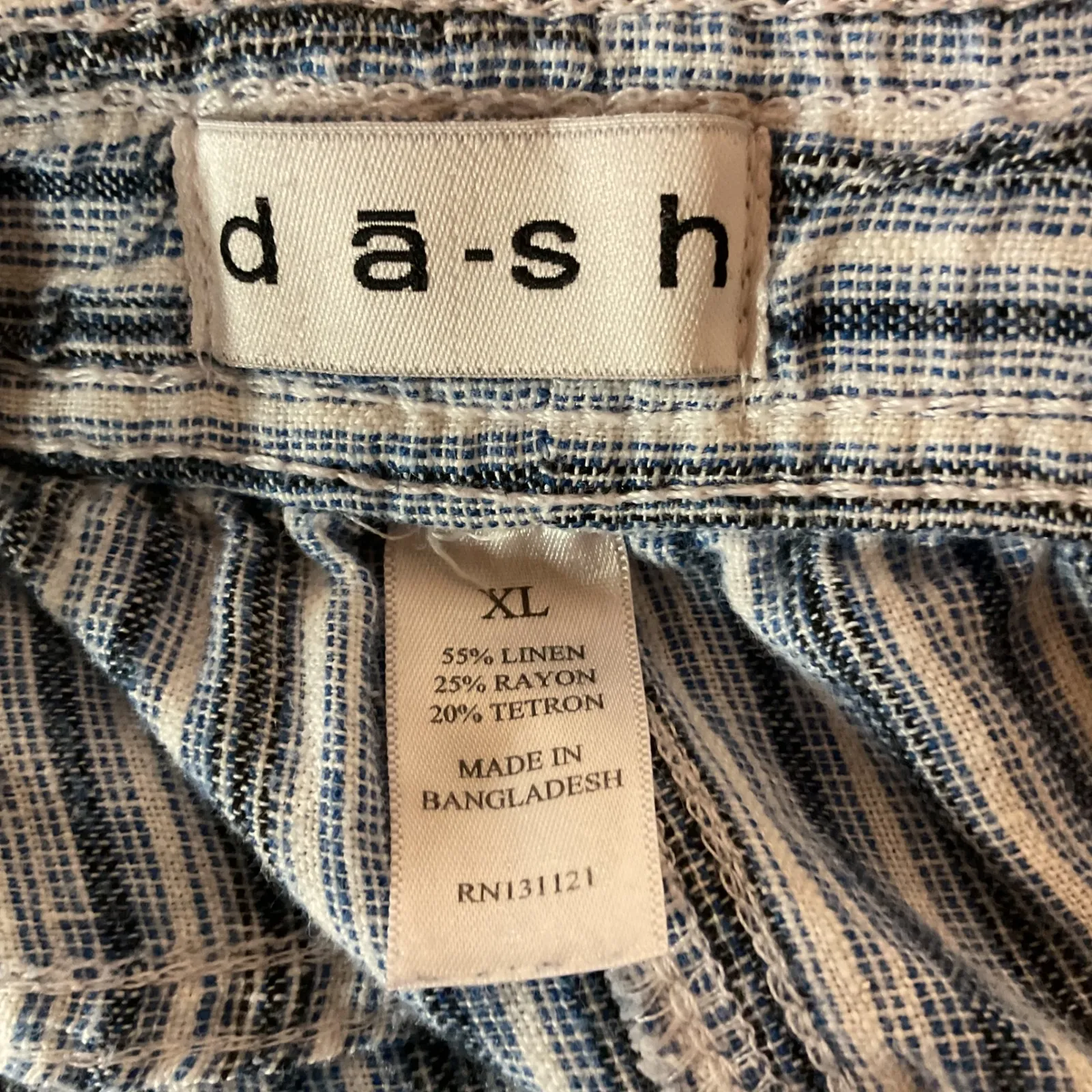 Dash Women's Striped Printed High Waist Linen Blend Casual Wide Leg Pants Sz XL Blue - Image 5