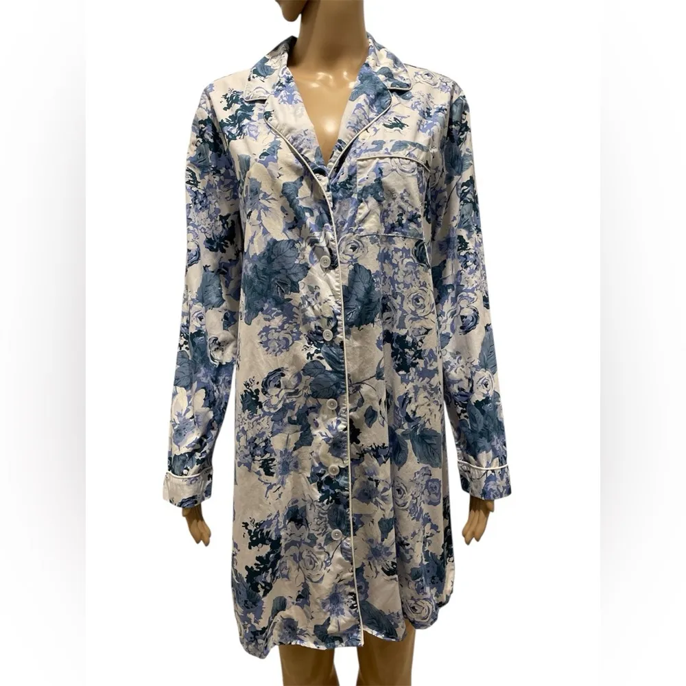 Haven Well Within Floral Sleep Shirt size S Blue - Image 2